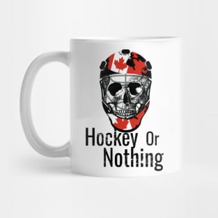 Skull with hockey helmet, Hockey or Nothing White Mug